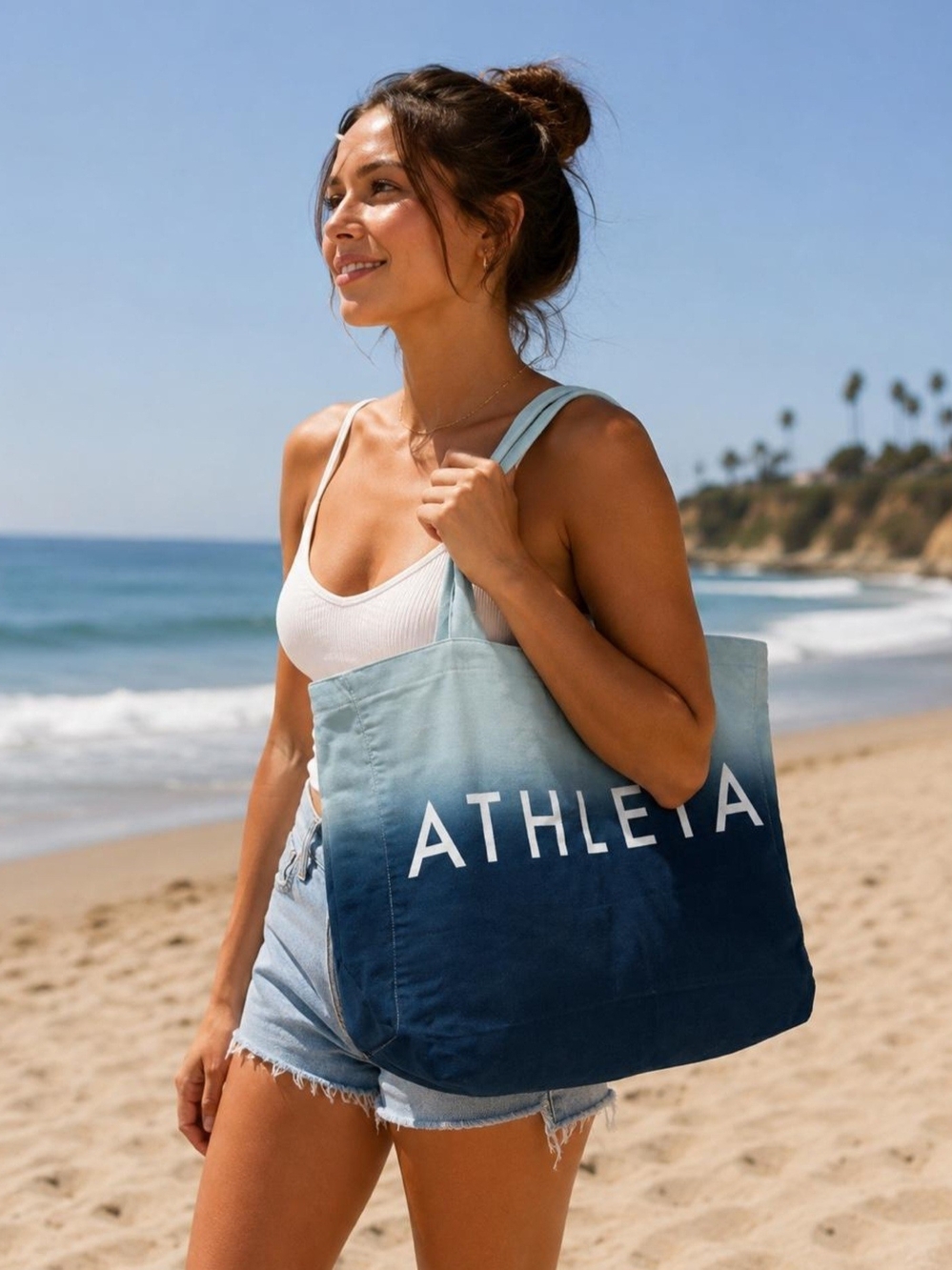 Athleta Ombre Navy-to-Sky Canvas Tote